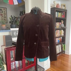 Chocolate Brown Velvet Military Jacket